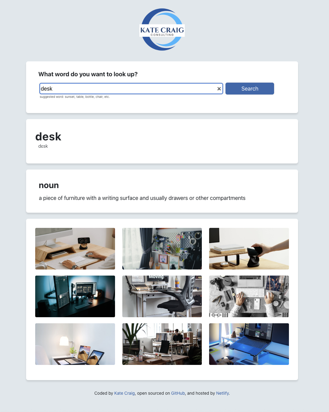 Dictionary Project Screenshot